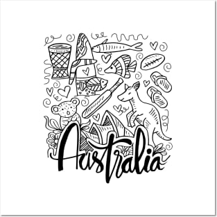 Hand Drawn Symbols Of Australia. Posters and Art